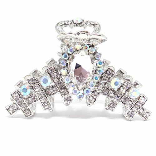 NEW 2.5" Medium Elegant Austrian Crystal Metal Bridal hair clip jaw Clamp pins - Picture 5 of 8