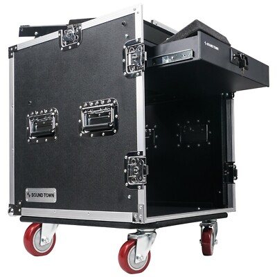 Sound Town 12U DJ RackCase w/11USlant Mixer Top Casters Locking Drawer STMR-12D2