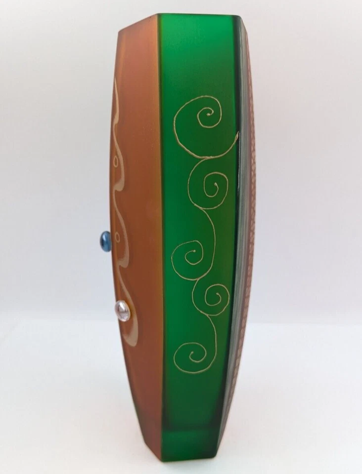 Womar Glass Hand Painted Art Vase 14" Poland - Image 2 of 4