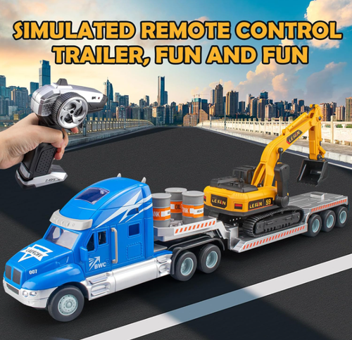 RC Remote Control Semi Truck Excavator Flatbed LED Carrier Transport Vehicle Toy - Picture 6 of 12