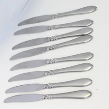 Oneida Jacqueline Simba Dinner Knives 9-1/2" Stainless Lot of 8