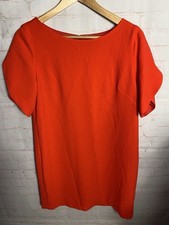 French Connection Red Lined Dress Women’s Size 12 Short Sleeves Knee Length
