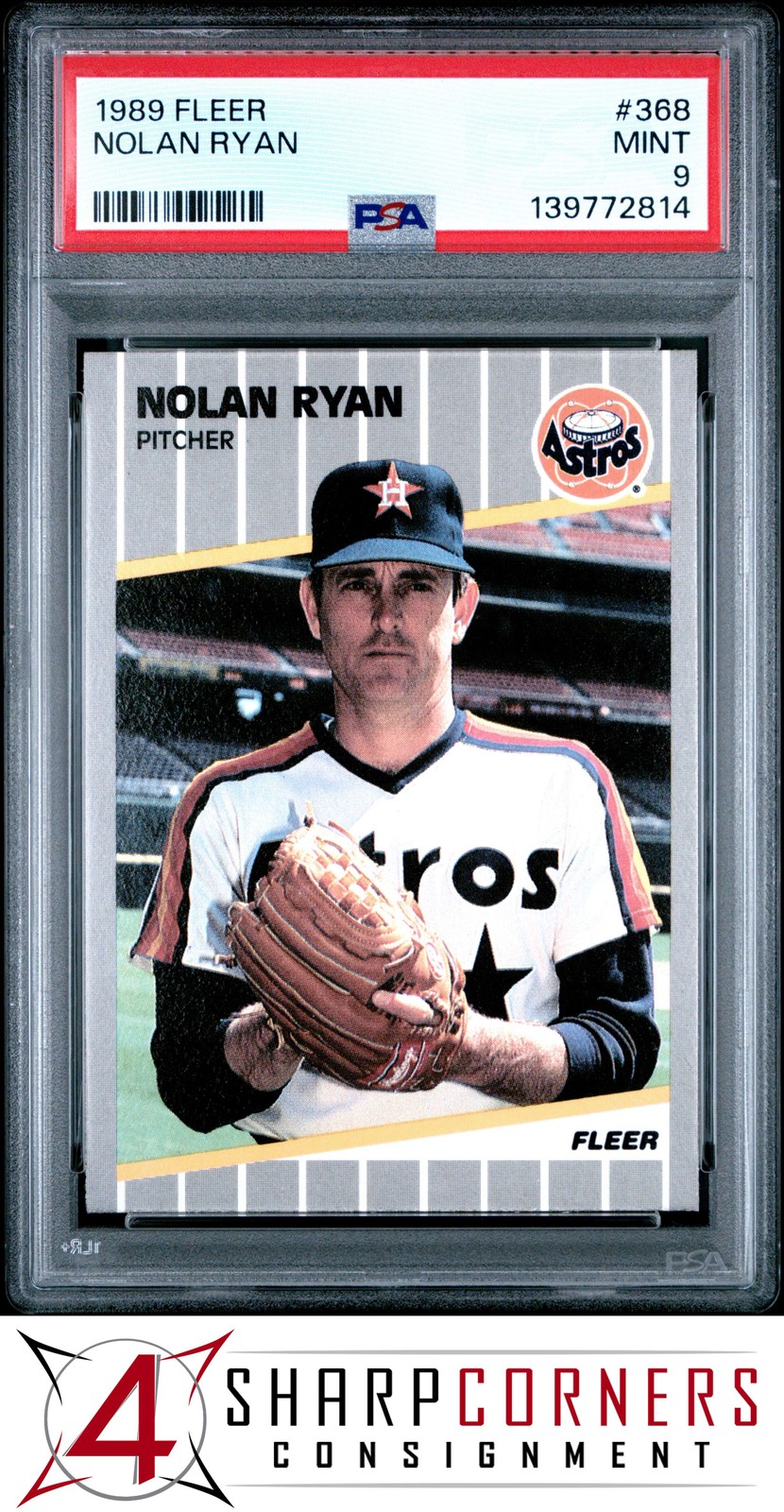 1989 FLEER #368 NOLAN RYAN ASTROS HOF PSA 9