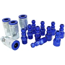 Milton ColorFit T Style Coupler and Plug Kit 1/4" NPT 14 Pieces S-314TKIT Blue