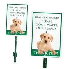 Funny Don't Water Our Plants Dog Pee Yard Sign - 10" x 7" - 18" Stake Sign Kit