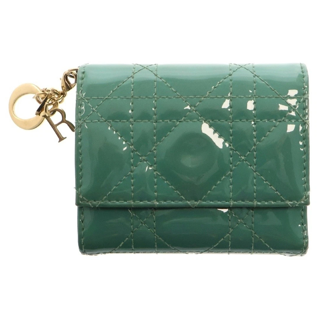 Portefeuille Christian Dior Lotus triple vert brevet compact