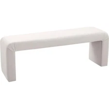 Meridian Furniture Minimalist Cream Velvet Bench
