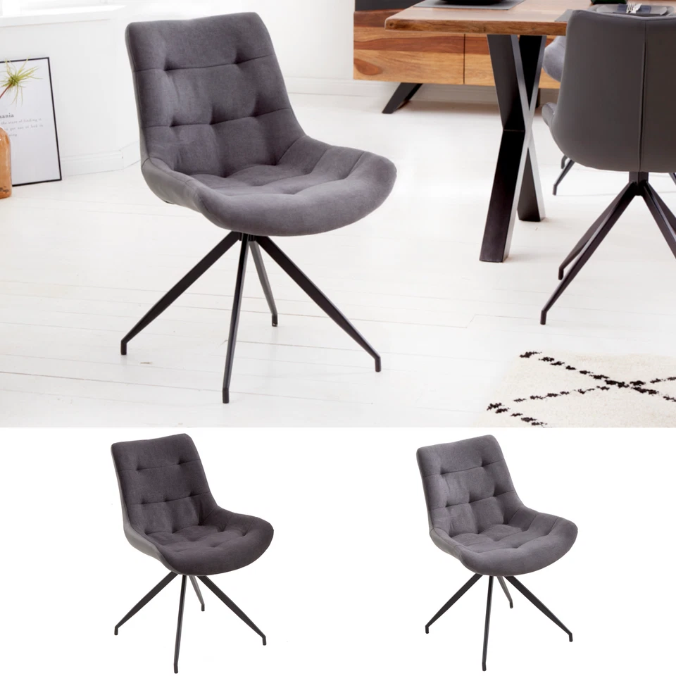 INVICTA INTERIOR Stuhl DIVANI FARBWAHL Metallgestell schwarz Retro Polsterstuhl Esszimmerstuhl