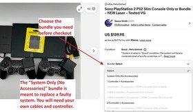 Sony PlayStation 2 PS2 Slim Console Only or Bundle &ndash; NEW Laser &ndash; Tested VG