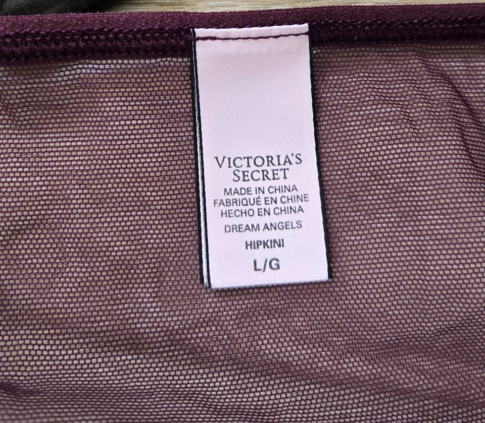Victoria's Secret Dream Angels Purple Sheer Mesh Lace Velvet Hipkini Panties L - Image 3 of 3