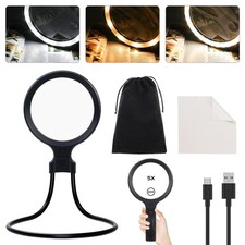Hands Handheld 10X/5X Magnifying Glass, Rechargeable 30 with 3 Light Modes ...