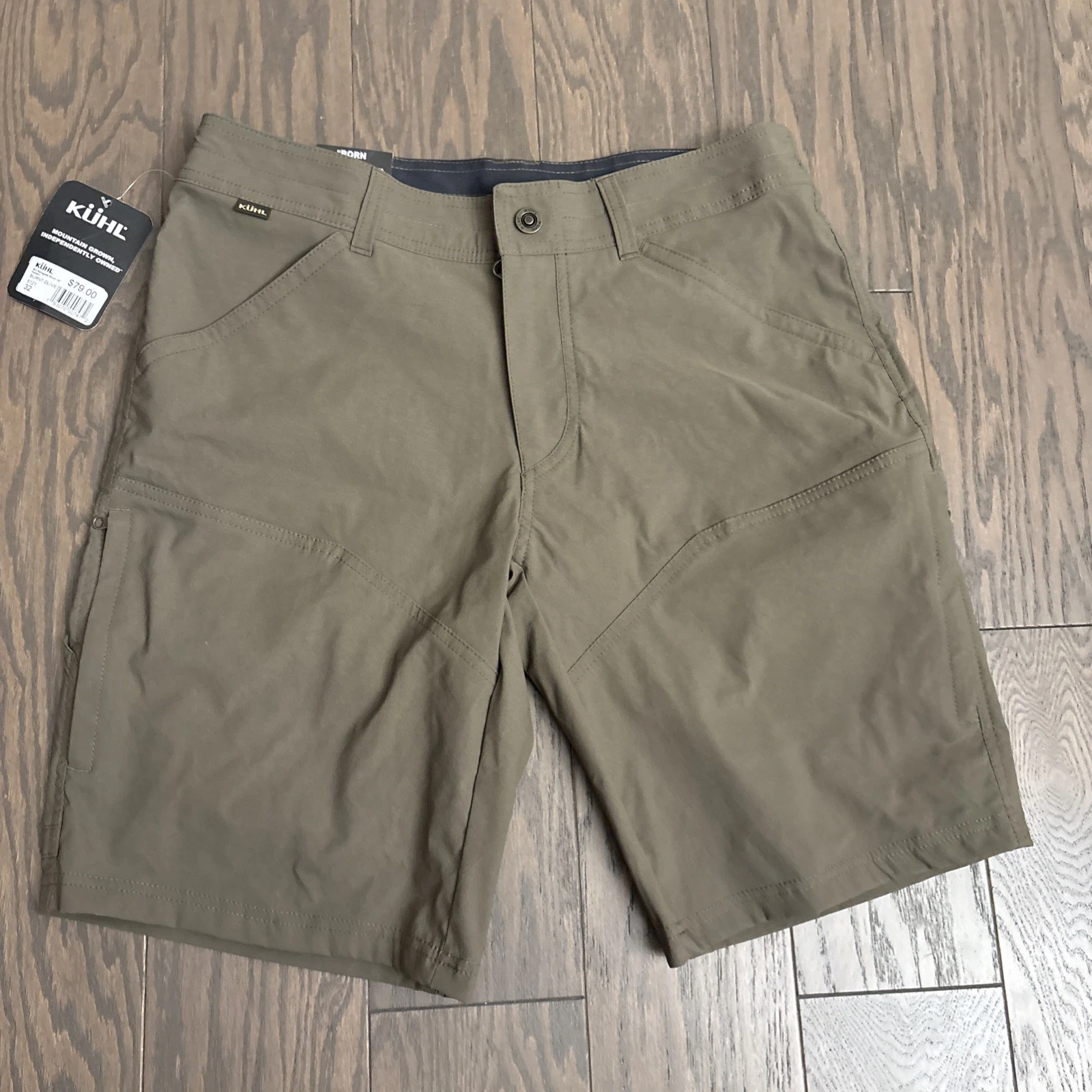 KUHL Renegade Shorts Mens 32 Gray 10 Inseam Khaki Hiking Outdoor NWT Burnt Olive