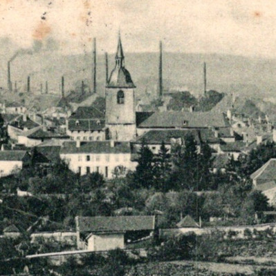 Antique RPPC View Of Dieuze France Alsace-Lorraine Smokestacks c1901