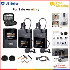 Wireless Lavalier Microphone System Dual Transmitters for Smartphone, Camera