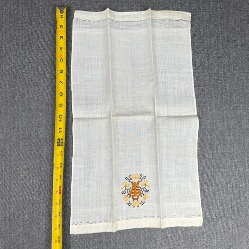 Juego de 3 toallas de mano de lino vintage bordadas punto de cruz baño de invitados - Imagen 5 de 10