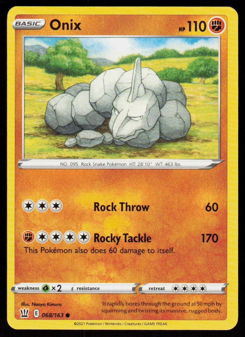 Onix 068/163 Common Battle Styles Pokemon Near Mint