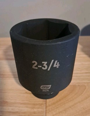GearWrench 84274,1'' Drive, 2-3/4'' Deep Impact Socket, 6 Point, Black Oxide 