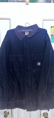Carhartt Black Zip Jacket Men's Regular 3XG Lined Pockets Spread Collar Workwear
