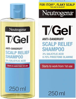 BRANDED Neutrogena T/Gel Scalp Relief Anti-Dandruff Shampoo (250ml) With 3% Salicylic Ac