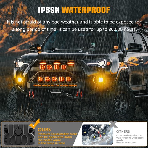 3" LED Work Lights Bar Side Light W/Amber ATV UTV Driving Offroad Work Fog Lamps - Picture 6 of 9