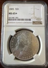 1885-P  Morgan Silver Dollar NGC MS65+ (Plus) Gorgeous Blast White!!