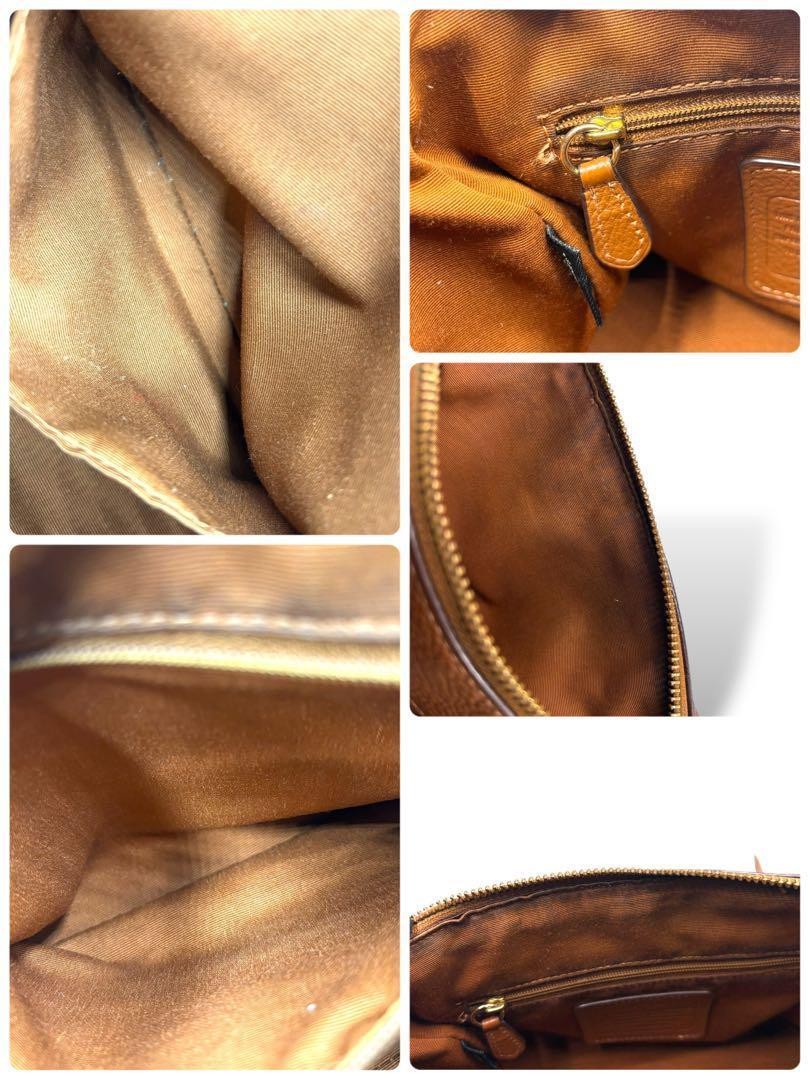 Coach shoulder bag mini boston 2way leather brown women's