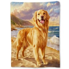 Cute Golden Retriever Dog Blanket Soft Lightweight Flannel Throw Blanket for ...