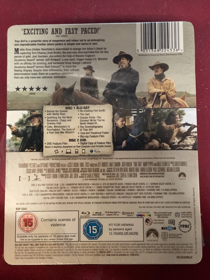 True Grit Limited Edition Triple Play HMV Blu Ray Exclusive Steelbook - New - Image 2 of 4