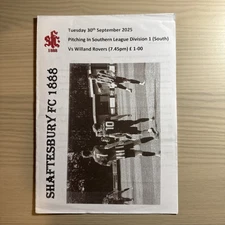 2025/26 SHATESBURY v WILLAND ROVERS  Non League Football Programme