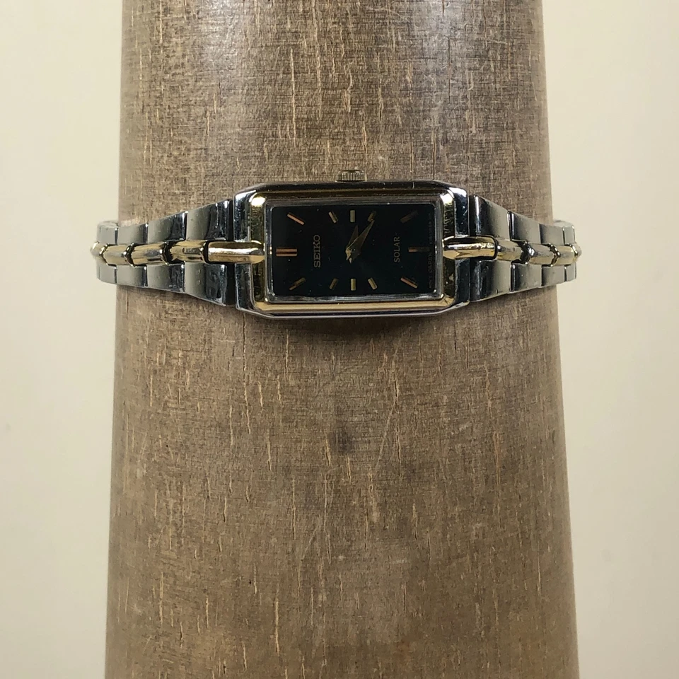 Seiko Women V116-0AH0 Dress Two Tone Rectangular Solar Analog 17mm Watch 7 1/4" - Image 2 of 4