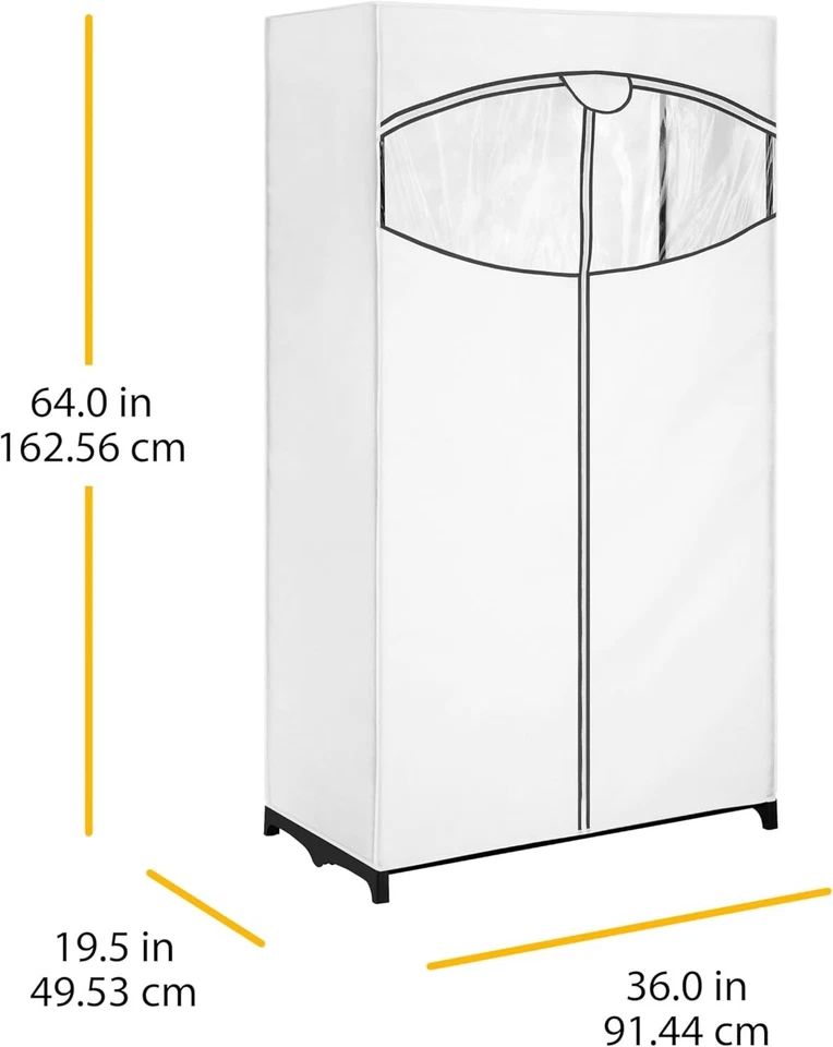 "Armario de ropa 36"" con cubierta blanca resistente portátil resistente estante de ropa almacenamiento" Foto 3 de 4