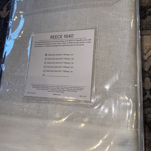 SFERRA REECE PURE LINEN, Silver White TABLECLOTH 66x86 Oblong 1 Pc 1640 - Picture 6 of 7