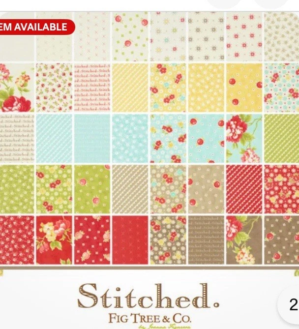 Moda STITCHED Fig Tree JELLY ROLL 40 strips Quilt FABRIC - Image 3 of 4