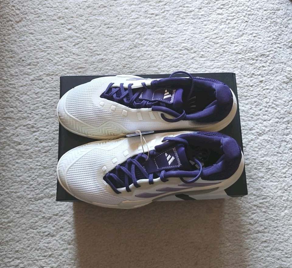 Size Women-8, Adidas Barricade 13 Women's Tennis Shoes, White/Blue, JR7814 - Image 2 of 4