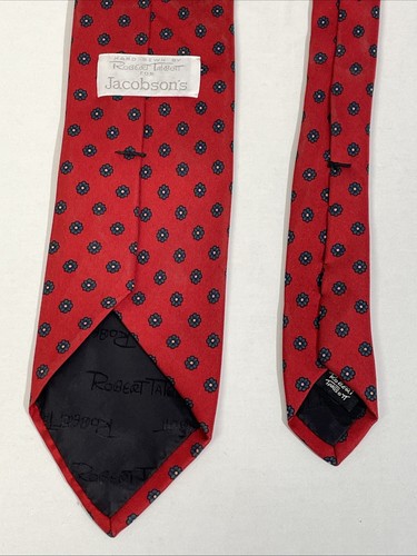 ROBERT TALBOTT For Jacobson’s Silk Necktie Designer Geometric Red Floral Work - Picture 3 of 3