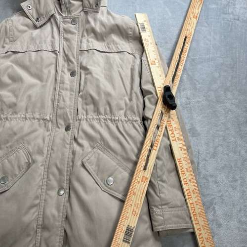 Abercrombie Kids Tan Puffer Hooded Parka Jacket Sherpa Lined Faux Fur Sz 15/16 - Picture 12 of 16