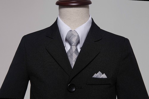 Baby Boy Black/Silver Formal Page Suit Waistcoat Suits Wedding Tuxedo Function - Bild 2 von 17