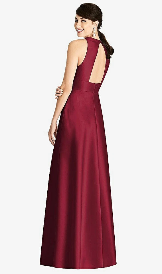 Alfred Sung 747...Sleeveless Open-Back Pleated Skirt Dress....Burgundy...Sz 4 Foto 2 de 4