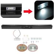 For Ford F150 Rear Steel Roll Pan Fleetside W/ License plate Box Led Light 87-96