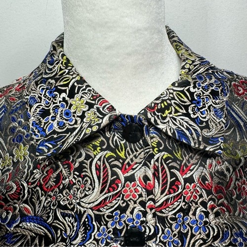 Chico’s Rainglow Alicia Jacket Black Multicolor Floral Silk Blend Jacquard 1/M - Picture 8 of 12