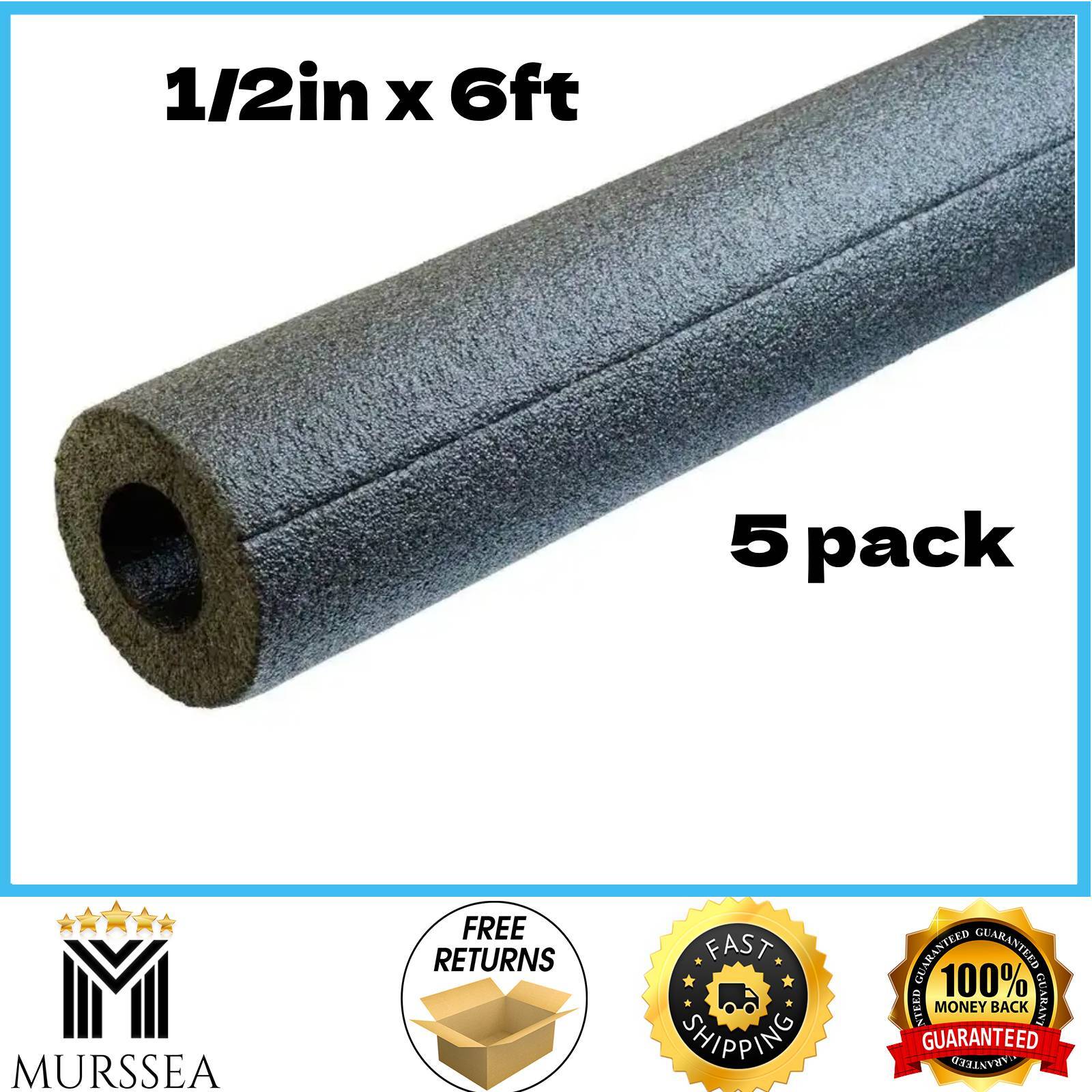 1/2in x 6ft Foam Pipe Insulation Against Mold & Energy Loss for Copper