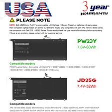 Battery For Dell XPS 13 9343-9350 XPS 13 9360 Series RNP72 PW23Y TP1GT JD25G