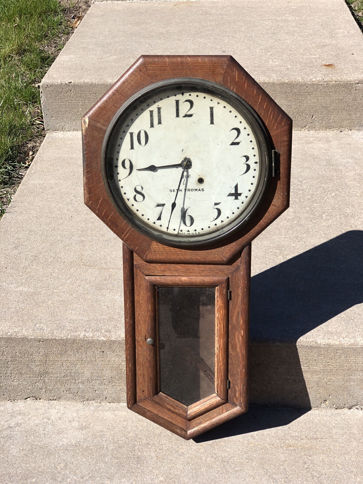 Antique Original Erie Railroad Depot Seth Thomas Schoolhouse Wall Clock