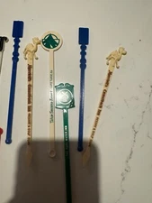 Lot Of 25 Vintage Plastic Bar Ware Drink Swizzle Sticks Cocktail Stirrers Mixed