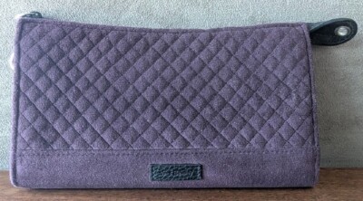 Vera Bradley Wallet, Black Berry Wine Quilted Microfiber, Zip Close, ID Slot