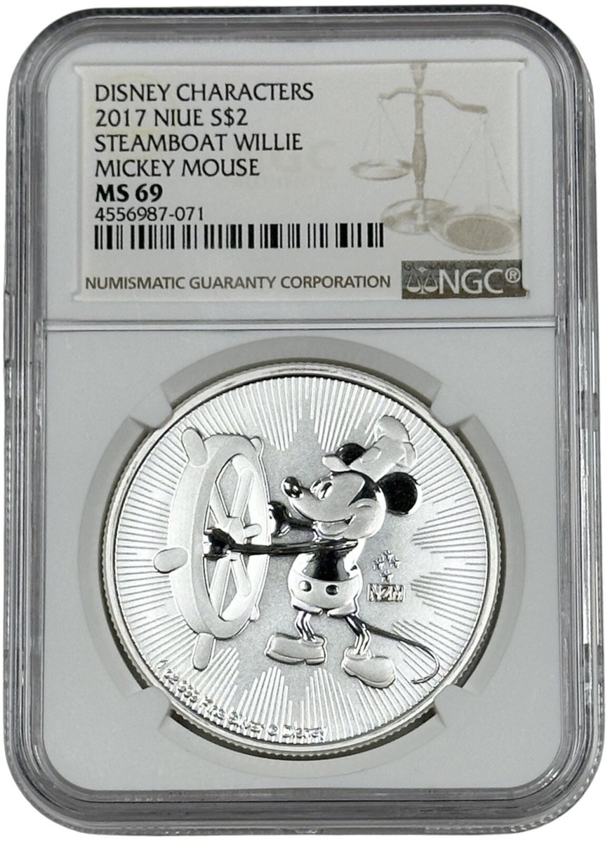 2017 Niue $2 Steamboat Willie Mickey Mouse 1 oz Silver Disney Coin