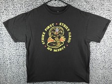 Cobra Kai "Strike First Strike Hard No Mercy" Black T-Shirt SZ XL Karate Kid