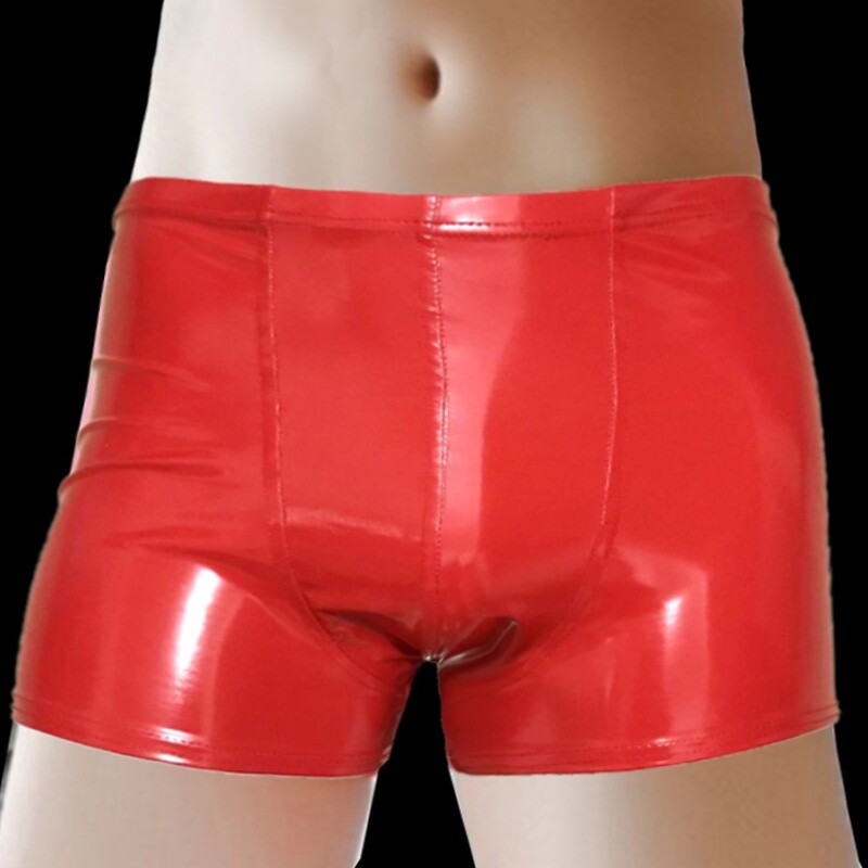 Slip/boxer Homme En Cuir Verni PU Rouge - Effet Latex - Taille Régulière - Neuf Avec étiquettes