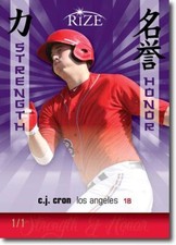 C.J. CRON 2012 Rize Rookie PURPLE Blank Back STRENGTH & HONOR RC 1/1
