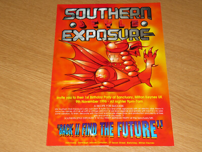SOUTHERN EXPOSURE - MILTON KEYNES - 1996 RAVE CLUB FLYER (A4)